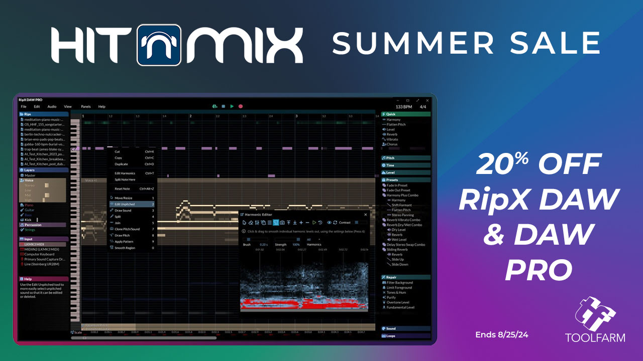 Hit'n'Mix Summer Sale - 20% OFF RipX DAW & DAW PRO