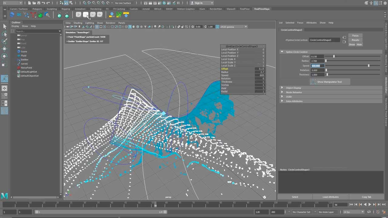 RealFlow | Maya: Working With Spline Emitter